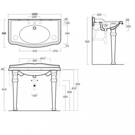Консоль под раковину TW collection TWBR874.1сr 110х60 напольная цвет хром