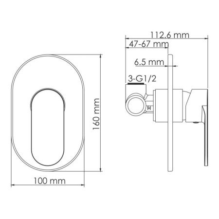 Смеситель для ванны и душа Wasserkraft Mindel 8500 8551 встраиваемый в стену белый
