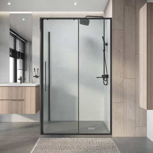 Душевой уголок Niagara Nova NG-34-13AGR-A80GR-34 130х80 стекло прозрачное профиль графит матовый без поддона - фото 4