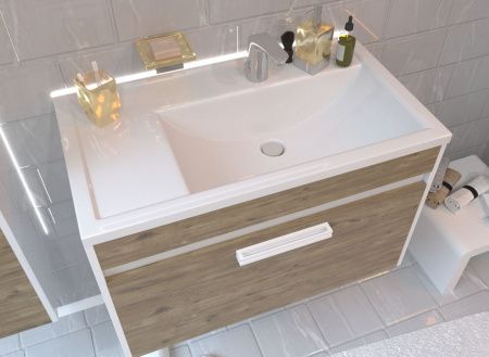 Раковина из искусственного камня Эстет Валенсия ФР-00014403 80х50 накладная цвет белый 1 отверстие под смеситель