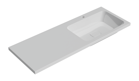 Раковина мебельная из литьевого мрамора Misty Kamilla 120 правая 4627173210010 120х48 над стиральной машиной цвет белый 1 отверстие под смеситель