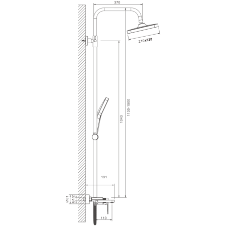 Душевая стойка Belz B678 B24678-7 настенная цвет черный