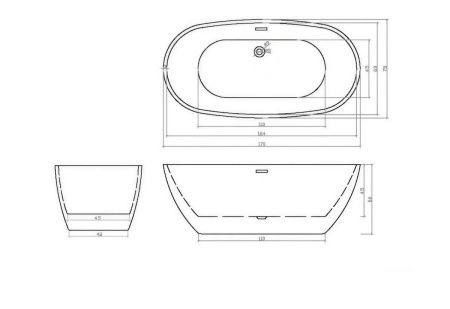 Ванна акриловая Cerutti SPA CT10511 170х75 отдельностоящая овальная с ножками