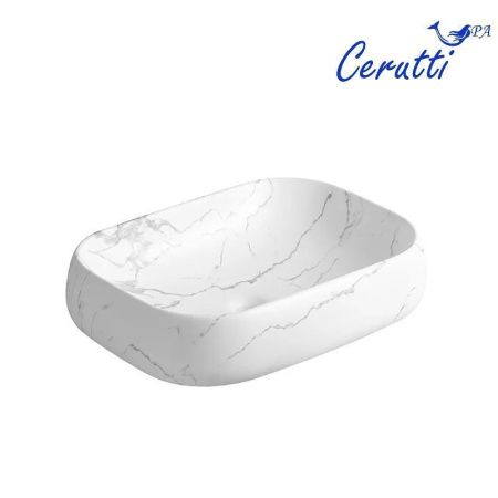Раковина из сантехнического фарфора Cerutti SPA CR0086 MMW2 60х40 накладная цвет белый без отверстий под смеситель