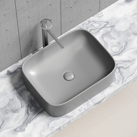 Раковина из сантехнического фарфора Ceramica Nova ELEMENT CN6052MH 51х38 накладная цвет антрацит матовый без отверстий под смеситель