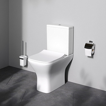 Унитаз напольный с бачком Am.Pm Gem C908601SC белый с сиденьем микролифт безободковый каскадный смыв