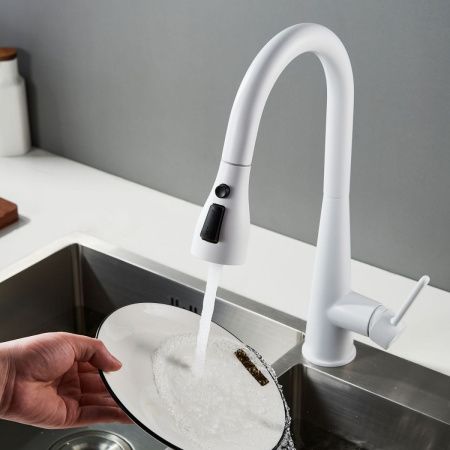 Смеситель для кухни Shevanik S363C на мойку белый