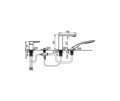 Смесители Emmevi Nefer 77120/CR на борт ванны хром - фото 2