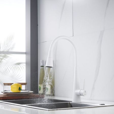 Смеситель для кухни Rose R213C на мойку белый