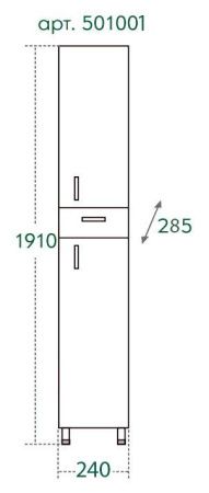 Шкаф-пенал СанТа Стандарт 501001 20х180 напольный цвет белый