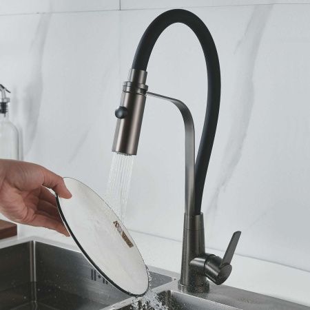 Смеситель для кухни Shevanik S943T-3 на мойку оружейная сталь