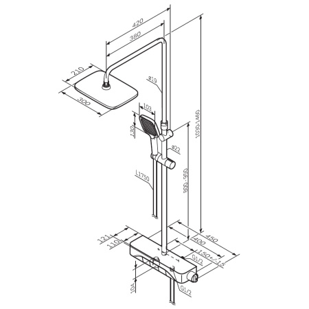 Душевая стойка Am.Pm Func F078F700 настенная цвет хром