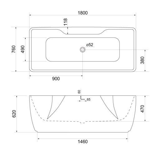 Ванна акриловая BelBagno BB110-180-76 180х76 отдельностоящая полукруглая - фото 3