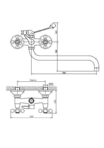 Смеситель для ванны и душа Haiba HB19-4 HB2619-4 настенный бронза - фото 3