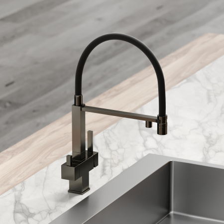 Смеситель для кухни Sancos Moro SC4006GG на мойку вороненая сталь/черный