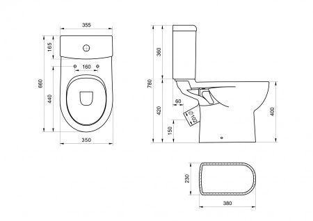 Унитаз-компакт напольный с бачком Santek Юнион 1WH302420 белый с сиденьем микролифт каскадный смыв