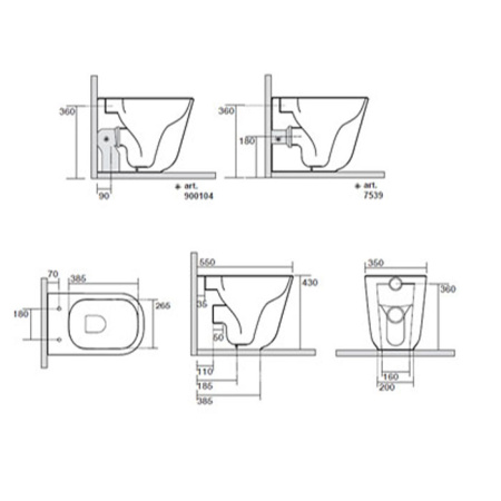 Чаша унитаза приставная Kerasan Tribeca 511801 цвет белый без сиденья безободковая душевой смыв
