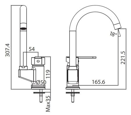 Смеситель для кухни Creavit VG1509 на мойку хром
