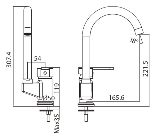 Смеситель для кухни Creavit VG1509 на мойку хром - фото 2