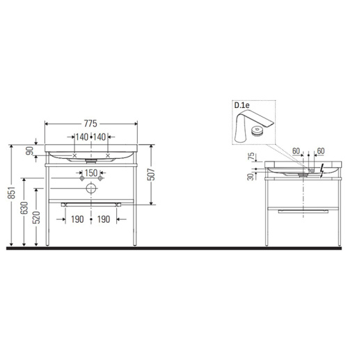 Консоль с раковиной Duravit Happy D.2 Plus HP4837O2222 77,5х49х85,1 - фото 2