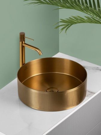 Раковина из нержавеющей стали AltroBagno Costoso AltroBagnoCostoso001005OrSp 40х40 накладная цвет золото