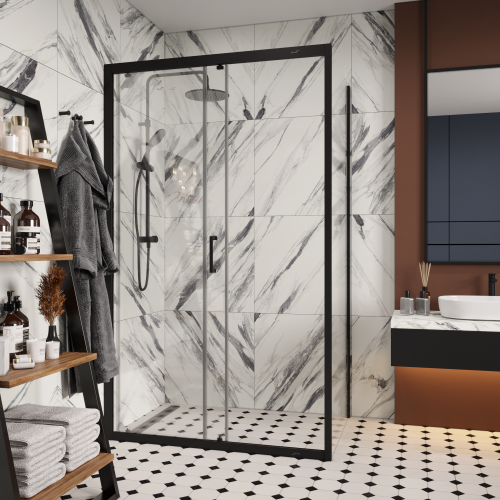 Душевой уголок Cerutti SPA GLORIA120B 80х120 стекло прозрачное профиль черный - фото 5