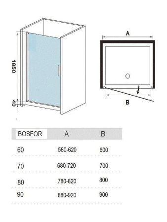Душевая дверь River BOSFOR 10000003649 60х185 стекло матовое профиль хром