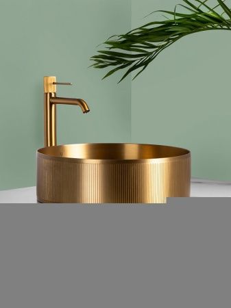 Раковина из нержавеющей стали AltroBagno Costoso AltroBagnoCostoso001005OrSp 40х40 накладная цвет золото