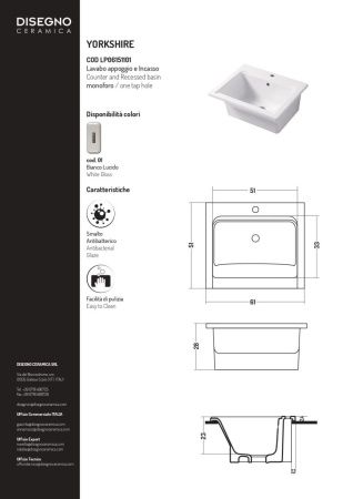 Раковина керамическая Disegno Ceramica Landscape LP06151101 60х50 накладная цвет белый