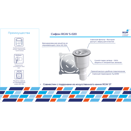 Сифон для душевого поддона RGW 502402000-01