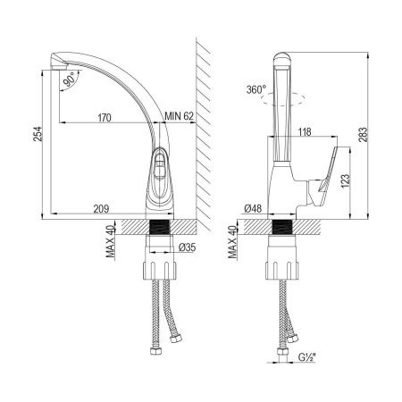 Смеситель для кухни LeMark Luna LM4155C на мойку хром