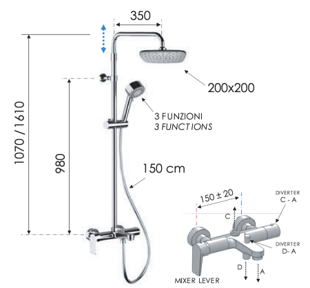 Душевая стойка Remer Dream D34AAD20 настенная
