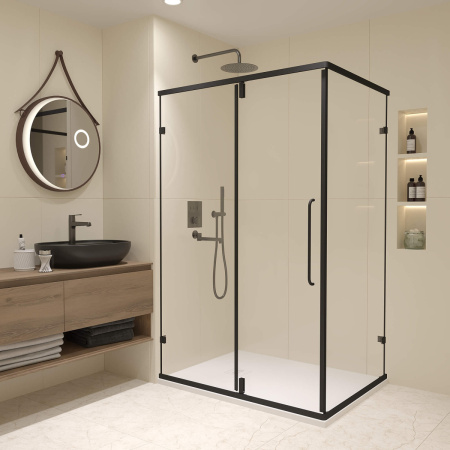 Душевой уголок RGW Classic 350904608-14 100х80 стекло прозрачное профиль черный без поддона