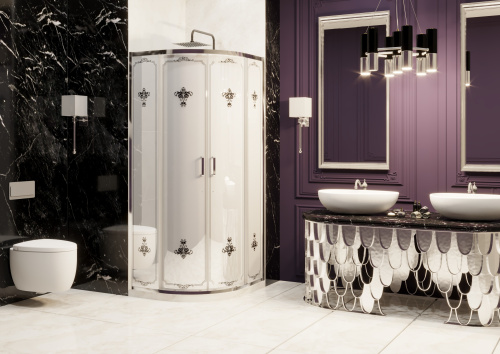 Душевой уголок Ambassador Royal 18015105 100х100 стекло прозрачное с рисунком профиль хром глянцевый без поддона - фото 2