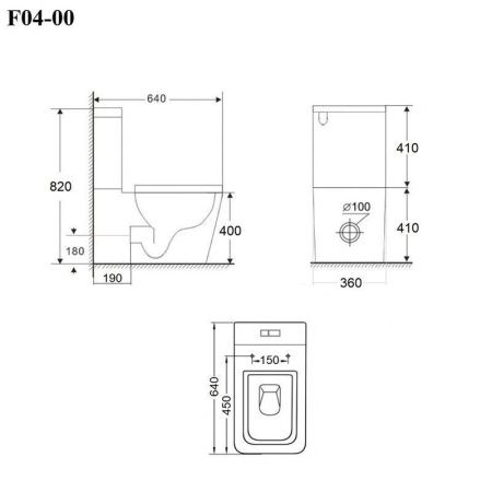 Унитаз напольный с бачком Bond Cube F04-00 белый с сиденьем безободковый душевой смыв