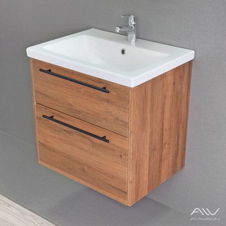 Тумба с раковиной Alavann Rondo ALV1168000 60х50 подвесная цвет коричневый