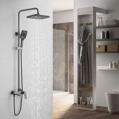 Душевая стойка Shevanik S9136T настенная цвет оружейная сталь - фото 4