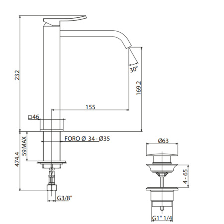 Смеситель Gattoni ELY 8846/88C0 на раковину хром без термостата