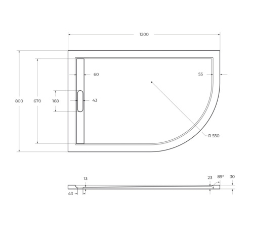 Душевой поддон Cezares TRAY-AS-RH-120/80-30-W-L 120х80 искусственный мрамор белый - фото 2
