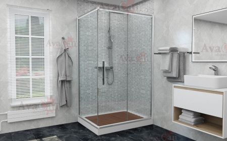 Душевой уголок AvaCan FC-120-SC90 140х90 стекло прозрачное профиль хром без поддона