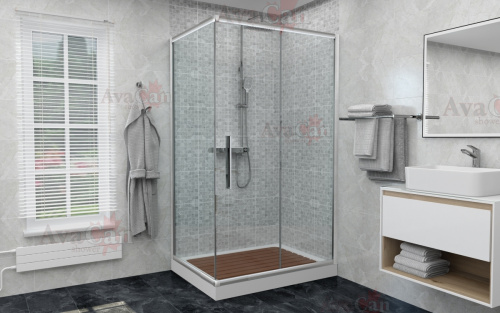 Душевой уголок AvaCan FC-120-SC90 140х90 стекло прозрачное профиль хром глянцевый без поддона - фото 3