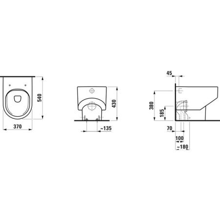 Чаша унитаза напольная Laufen Sonar 8.2334.1.757.000.1 цвет белый без сиденья и безободковая душевой смыв
