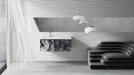 Раковина из искусственного камня S-Stone Salini Onda 1402206MN 200х70 накладная цвет белый