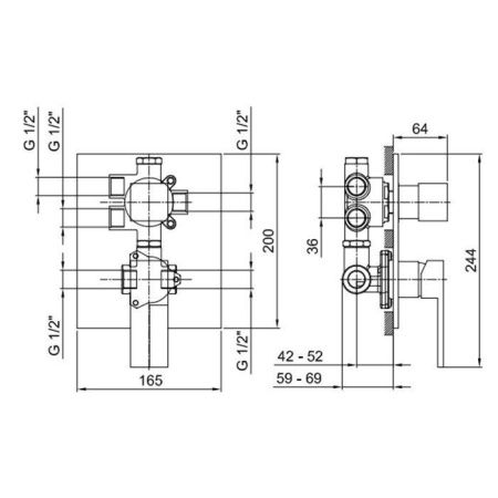 Внутренняя часть смесителя для душа, переключатель на 3 источника Fantini AR/38 19 02 3387A
