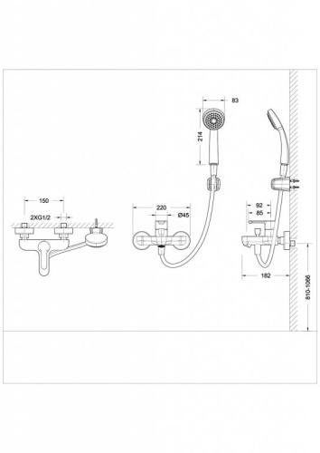 Смеситель для ванны с коротким изливом с аксессуарами Bravat Stream - фото 2