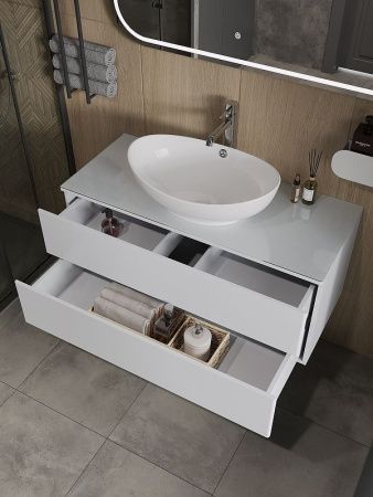 Тумба под раковину Orange Otto Ot-100TuGLASS 100х50 подвесная цвет белый