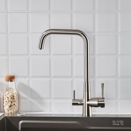 Смеситель для кухни Shevanik S528L на мойку сатин