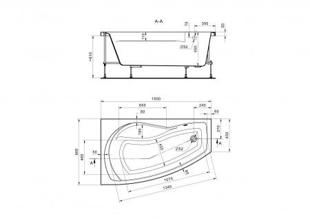 Ванна акриловая Santek Майорка 1WH111984 150х90 пристенная асимметричная без каркаса