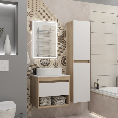 Тумба под раковину Teymi Ritta T60519 55х45х52 подвесная цвет дуб/белый - фото 5