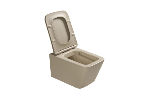 Унитаз подвесной SantiLine SL-5007BG цвет бежевый матовый с сиденьем микролифт безободковый смыв воронка-водоворот - фото 3